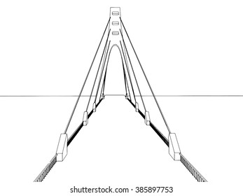 illustration of isolated cartoon bridge on white 