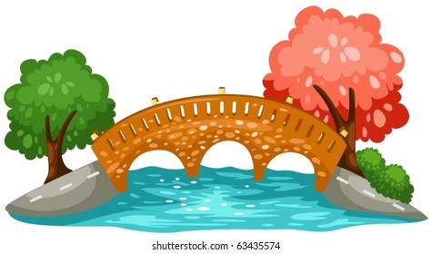 Illustration Of Isolated Cartoon Bridge On White Background