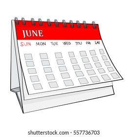 Illustration of Isolated Cartoon Calendar. June. EPS8.