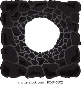 Illustration of isolated cartoon cave on white background / Wild rock