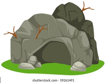 illustration of isolated cartoon cave on white background