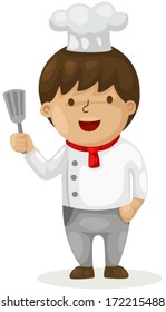 illustration of isolated cartoon chef on white 