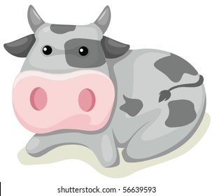 illustration of isolated cartoon cow on white background