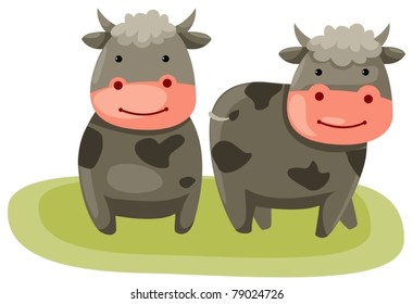 illustration of isolated cartoon cows on white background