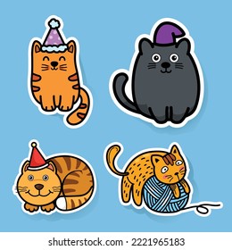 illustration isolated cartoon cute cat vector