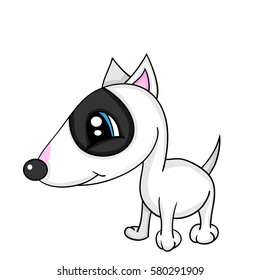 Illustration of Isolated Cartoon Cute Dog. Bull Terrier. Shading. Vector EPS 8.
