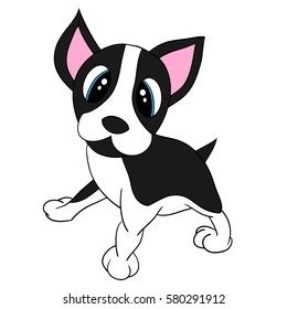 Illustration of Isolated Cartoon Cute Dog. Boston Terrier. Vector EPS 8.
