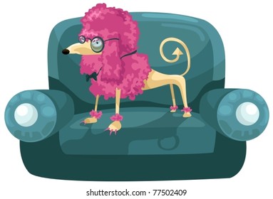 illustration of isolated cartoon dog on chair