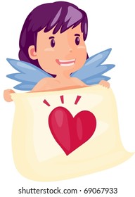illustration of isolated cartoon fairy with heart on white