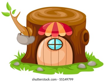 illustration of isolated cartoon fairy tale house on white