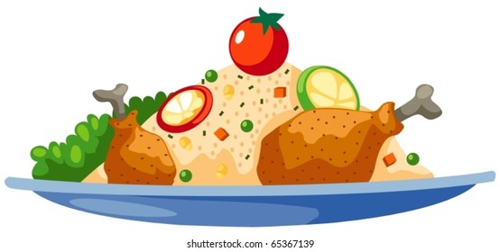 illustration of isolated cartoon food on white background