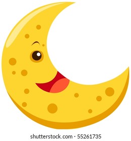 illustration of isolated cartoon funny moon