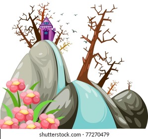 illustration of isolated cartoon house on white background