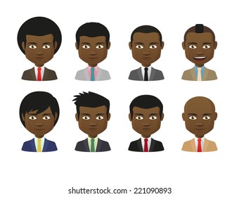 Illustration of an isolated cartoon  male avatar set