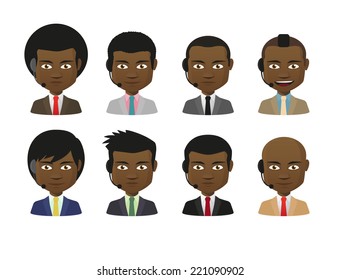 Illustration of an isolated cartoon  male avatar set