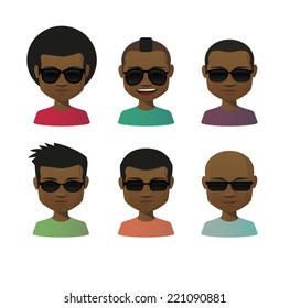 Illustration of an isolated cartoon  male with sunglasses avatar set