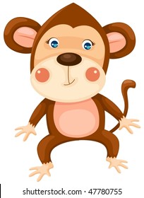 illustration of isolated cartoon monkey on white background