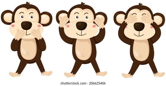 illustration isolated cartoon monkeys