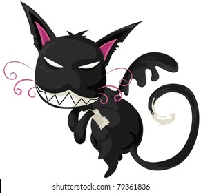 illustration of isolated cartoon monster cat on white