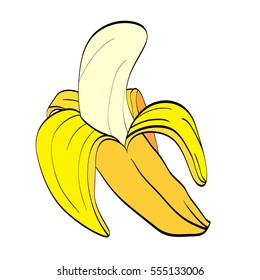 Illustration Isolated Cartoon Peeled Banana Vector Stock Vector ...