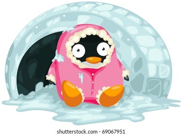illustration of isolated cartoon penguin on white