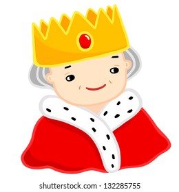 Illustration of isolated cartoon queen on white