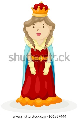 Illustration Isolated Cartoon Queen On White Stock Vector (Royalty Free