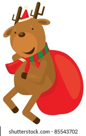 illustration of isolated cartoon reindeer on white background