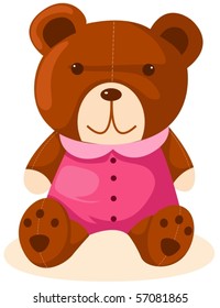 illustration of isolated cartoon teddy bear on white background