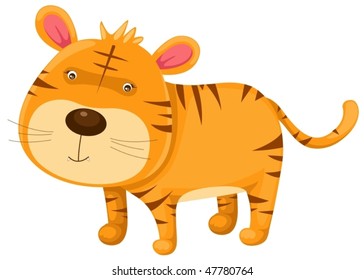 illustration of isolated cartoon tiger on white background