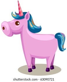 illustration of isolated cartoon unicorn on white background