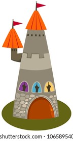 illustration of isolated castle tower on white