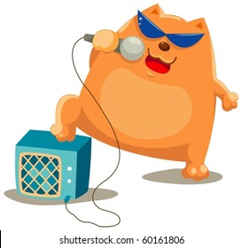 illustration of isolated cat singer on white background