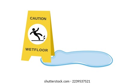 ilustración de resbaladía de precaución aislada con agua de gota,vector