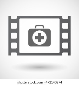 Illustration of an isolated celluloid film frame icon with  a first aid kit icon