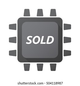 Illustration of an isolated Central Processing Unit icon with    the text SOLD