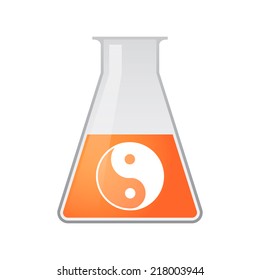 Illustration of an isolated chemical test tube with a yingyang