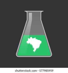 Illustration of an isolated chemical test tube with  a map of Brazil