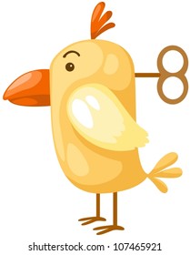 illustration of isolated chicken with wind up key