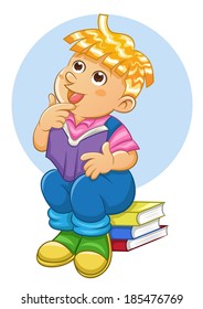 illustration of an isolated child thinking.EPS10 File - simple Gradients.