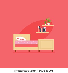 illustration of isolated Children bedroom vector flat