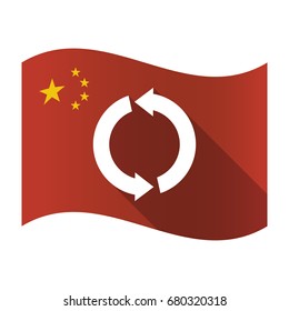 Illustration of an isolated China flag with a round recycle sign