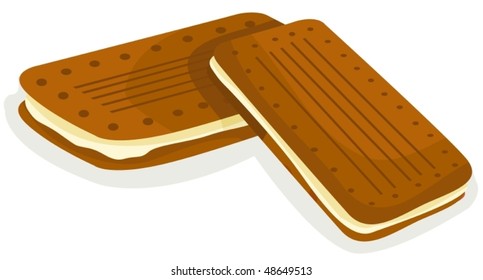 illustration of isolated chocolate biscuits on white background