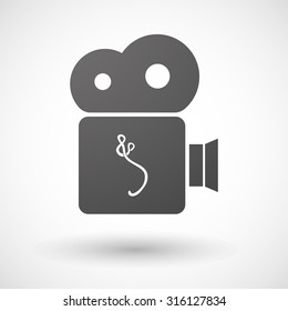 Illustration of an isolated cinema camera icon with  an ebola sign