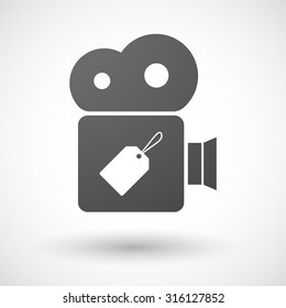 Illustration of an isolated cinema camera icon with a label