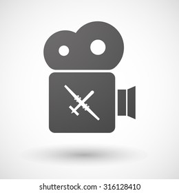 Illustration of an isolated cinema camera icon with a war drone