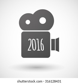 Illustration of an isolated cinema camera icon with a 2016 sign