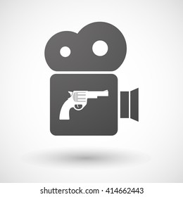 Illustration of an isolated cinema camera icon with a gun