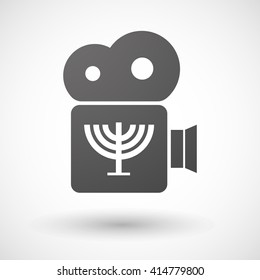 Illustration of an isolated cinema camera icon with a chandelier