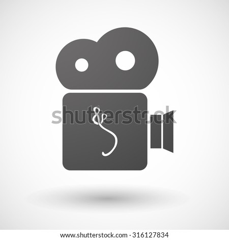 Illustration of an isolated cinema camera icon with  an ebola sign